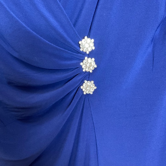 R&M Richards long sleeve blue cocktail formal wedding guest dress size 12 - Picture 7 of 9